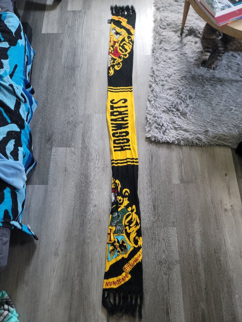 Long black and yellow harry Potter Hogwarts - measures approx 76.5" X 7 3/4"